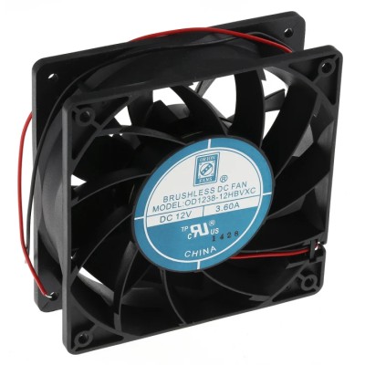 RS PRO Axial Fan 12V DC 383.9 m³/h Air Flow 43.2 W Power 3.6 A Max Current 120 mm Square Frame 38 mm Depth 703-3467