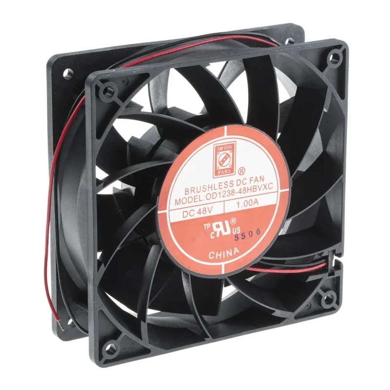 RS PRO Axial Fan, 48V DC, 48W, 383.9 m³/h Air Flow, 5000 RPM Ball Bearing, 120 mm Square Frame 703-3476