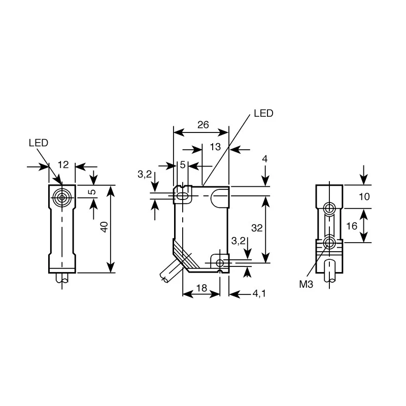 ifm electronic Block Inductive Proximity Sensor M3 2-Wire 4 mm 250 V AC/DC 2.2 A IN0081