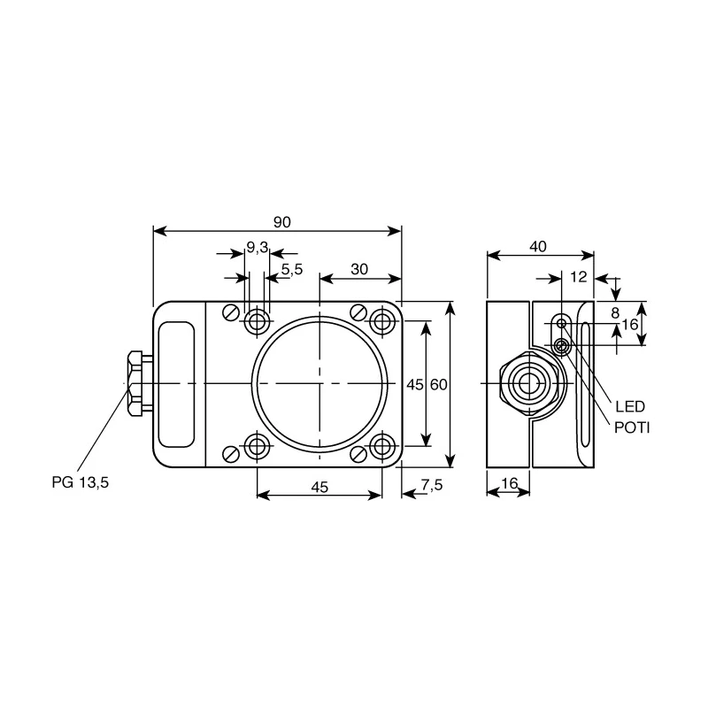 ifm electronic Block Inductive Proximity Sensor ICE2040-FBOA PG13.5 2-Wire 250V AC/DC 40 mm IC0003