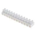 RS PRO Non-Fused Terminal Block 12-Way 14AWG Wire 6A Screw 400V Polypropylene Brass Contacts 703-3814