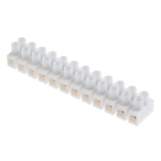 RS PRO Non-Fused Terminal Block 12-Way 14AWG Wire 6A Screw 400V Polypropylene Brass Contacts 703-3814