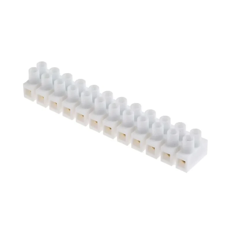 RS PRO Non-Fused Terminal Block 12-Way 14AWG Wire 6A Screw 400V Polypropylene Brass Contacts 703-3814