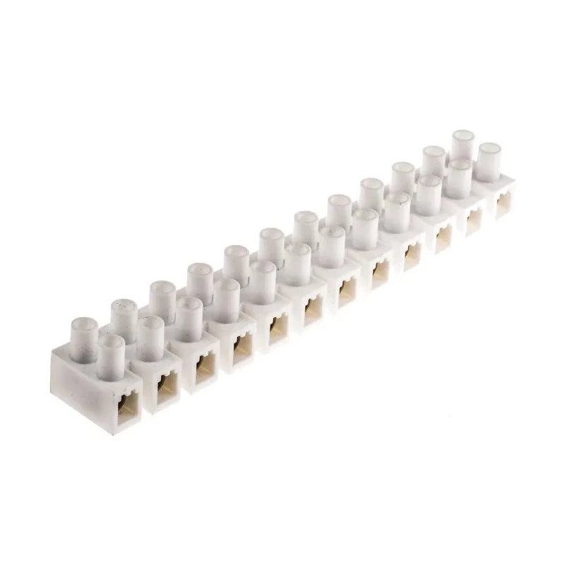 RS PRO Non-Fused Terminal Block, 12-Way, 101A Current, 4AWG Wire Size, Screw Termination, Polypropylene Body, Brass 703-3824