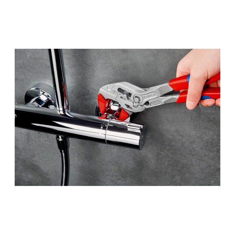 Knipex 1-Piece Plier Wrench, 250mm Overall Length, 46mm Jaw, Chrome Vanadium Steel, Plastic Handle, Model 86 03 250