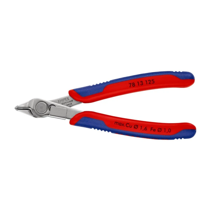 Knipex Super Knips® Without Bevel Side Cutter Stainless Steel Jaw, Bi-Metal Handle, 1.6mm Cutting Capacity 78 13 125