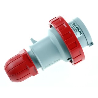 Scame Industrial Power Connector Adapter Red Cable Mount 3P+PE 16A 415V, Straight Orientation OPTIMA-REVERSE 218.1636RV