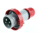 Scame Industrial Power Connector Adapter Red Cable Mount 3P+PE 16A 415V, Straight Orientation OPTIMA-REVERSE 218.1636RV