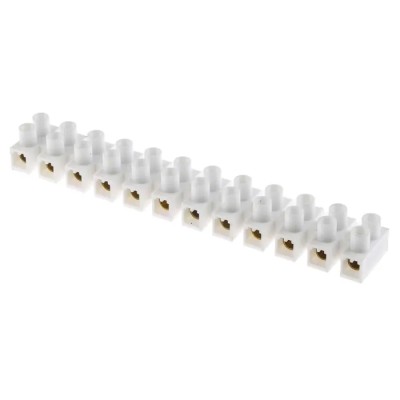 RS PRO Polypropylene Non-Fused Terminal Block 12-Way, 6AWG Wire, 76A Screw, 400V 15mm Pitch 703-3820