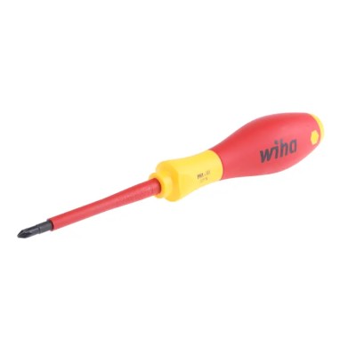 Wiha Insulated Screwdriver PH1 Tip 80 mm Blade VDE/1000V Approved Bi-Material Handle Chrome Vanadium Steel Blade 191mm 00847