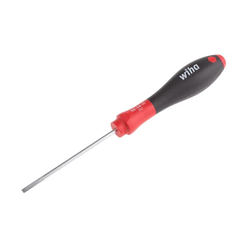 Wiha Slotted Screwdriver, 80 mm Blade, VDE/1000V Approved, Bi-Material Handle, Chrome Vanadium Molybdenum Steel Blade 00686