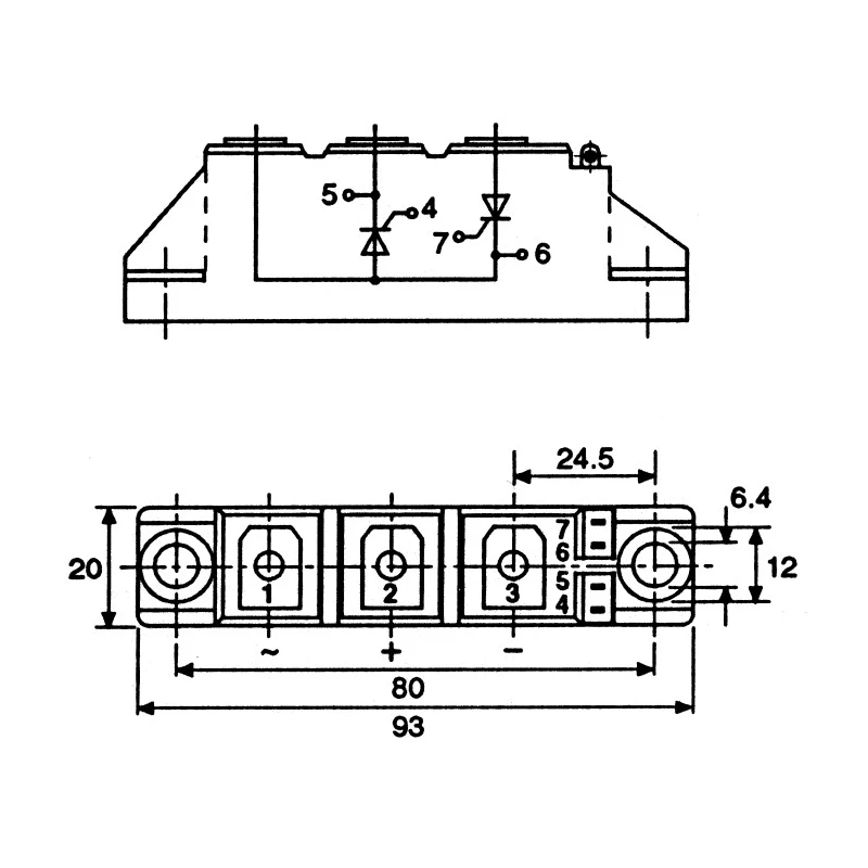 Semikron Danfoss Dual Thyristor Module SEMIPACK1 7-Pin 800 V 1 kA 40 A SKKT 42B08 E