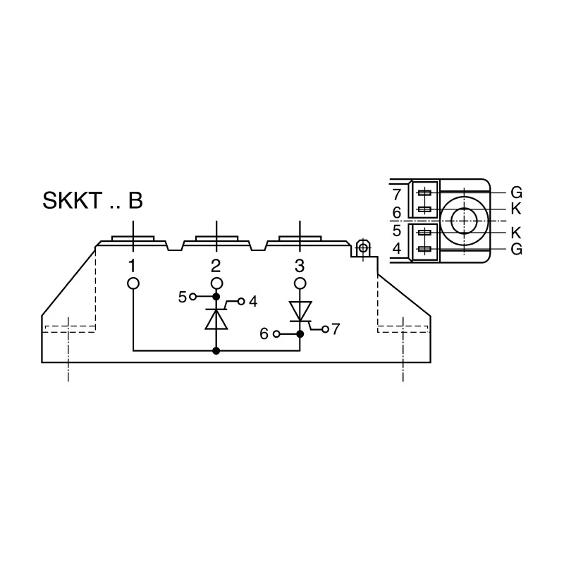 Semikron Danfoss Dual Thyristor Module 1200 V 95 A 150 mA 2 kA 1.65 V SKKT 92B12 E