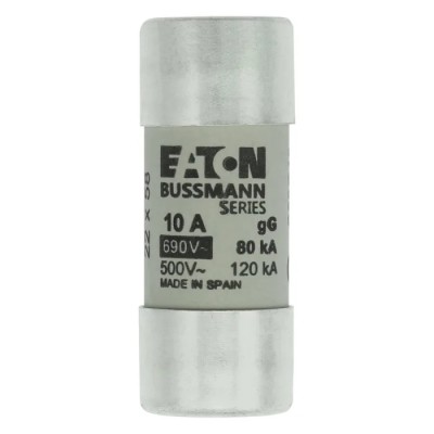 Eaton 10A Ceramic Cartridge Fuse 22 x 58 mm 690V AC Class gG C22G10