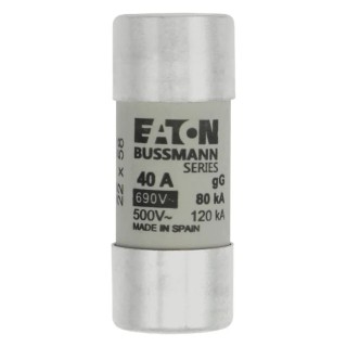 Eaton 40A Ceramic Cartridge Fuse 22 x 58 mm 690V AC gG gL Series C22G40