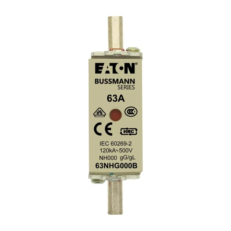 Eaton 63A Centred Tag Fuse NH000 500V AC High Rupture Capacity Dual Indication NH000 