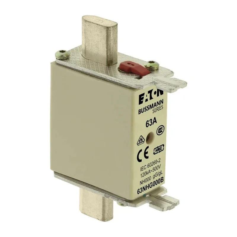Eaton 63A Centred Tag Fuse NH000 500V AC High Rupture Capacity Dual Indication NH000 