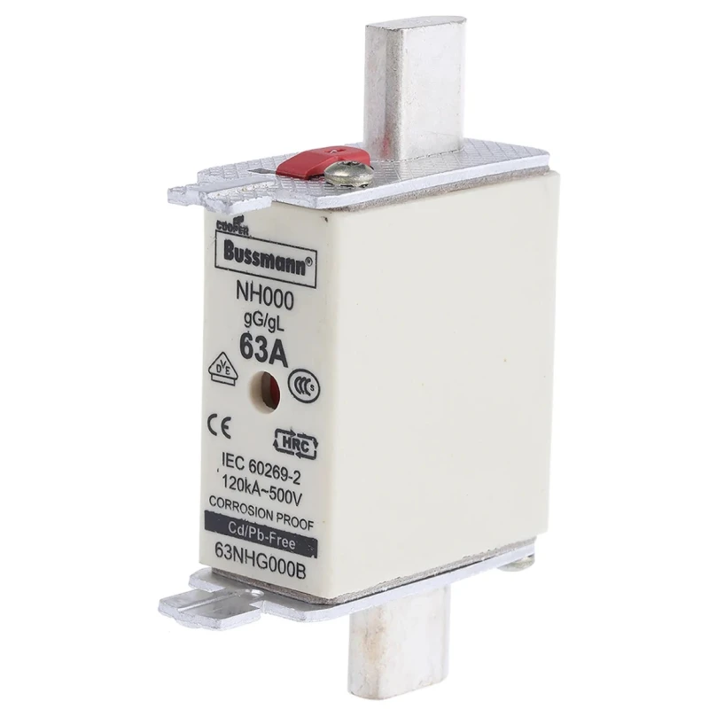 Eaton 63A Centred Tag Fuse NH000 500V AC High Rupture Capacity Dual Indication NH000 