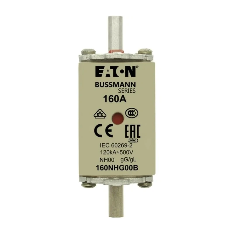 Eaton 160A Centred Tag Fuse NH00 500V AC High Rupture Capacity Dual Indication NH Series 