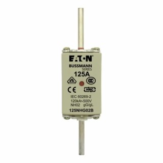 Eaton 125A Centred Tag Fuse NH2 500V AC High Rupture Capacity Dual Indication 125NHG02B