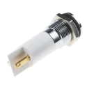 RS PRO White Panel Mount Indicator, 24V dc, 20mA, Solder Tab Termination, IP67, Flush Bezel, Silver Bezel, 35.6mm 703-8844