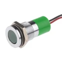 RS PRO Green Panel Mount Indicator, 12V dc, 20mA, Lead Wire Termination, IP67, Flush Bezel Silver 703-8920