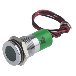 RS PRO Green Panel Mount Indicator 220V AC 3mA Lead Wire Termination IP67 Flush Bezel 703-8967