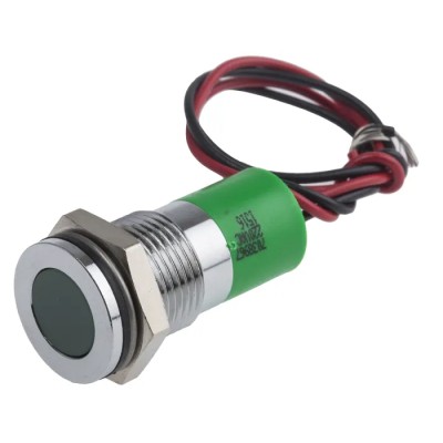RS PRO Green Panel Mount Indicator 220V AC 3mA Lead Wire Termination IP67 Flush Bezel 703-8967