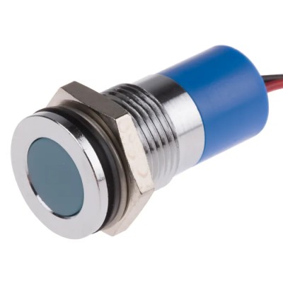 RS PRO Blue Panel Mount Indicator 220V ac 3mA Lead Wire Termination IP67 Flush Bezel 703-8964