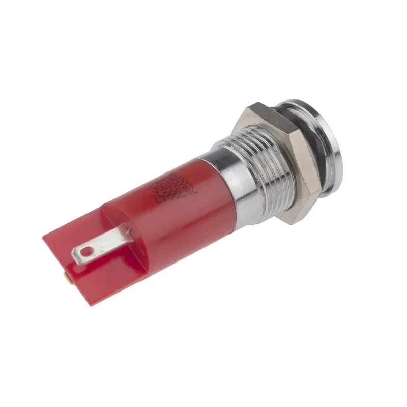 RS PRO Red Panel Mount Indicator 220V AC 3mA Solder Tab Termination IP67 Flush Bezel Silver 703-8847