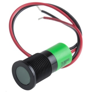 RS PRO Green Panel Mount Indicator 12V dc 20mA Lead Wire Termination IP67 Flush Bezel 703-8982