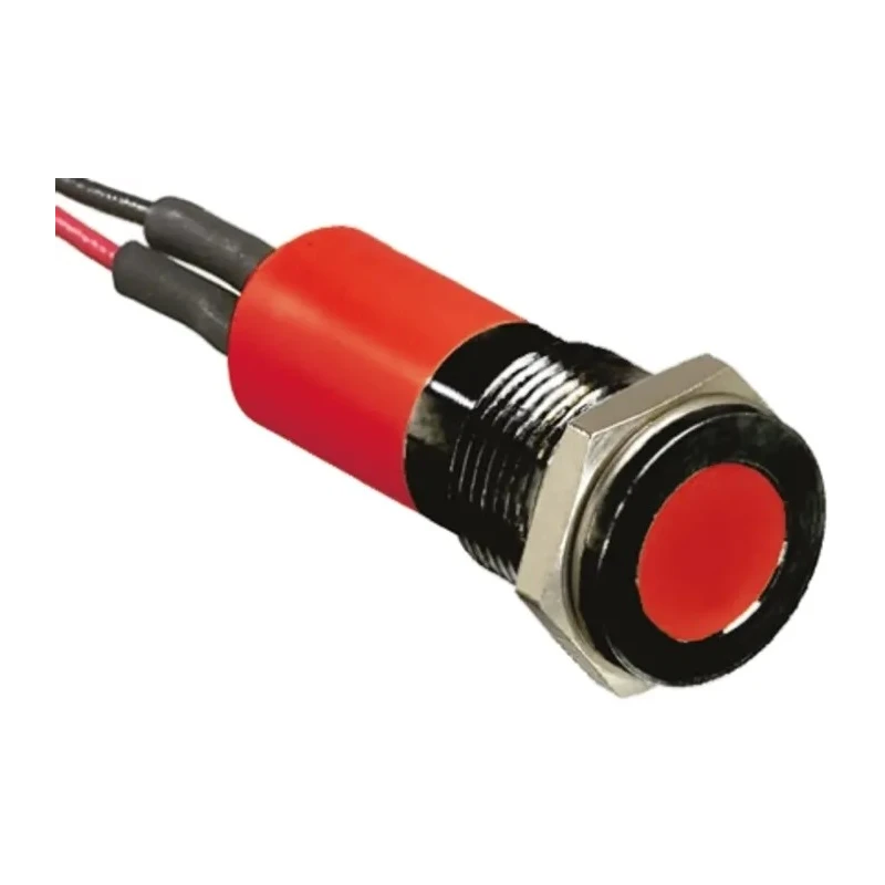 RS PRO Red Panel Mount Indicator 12V DC 20mA Lead Wire Termination IP67 Flush Bezel 703-8989