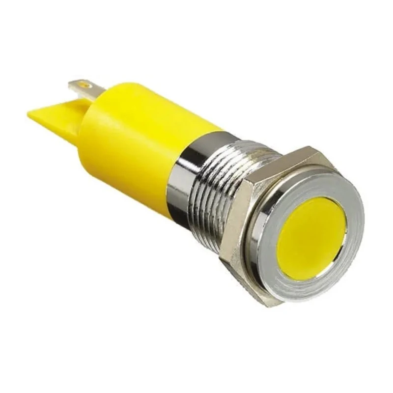 RS PRO Yellow Panel Mount Indicator 36V dc 6V dc 20mA Solder Tab Termination IP67 Flush Bezel 703-9042
