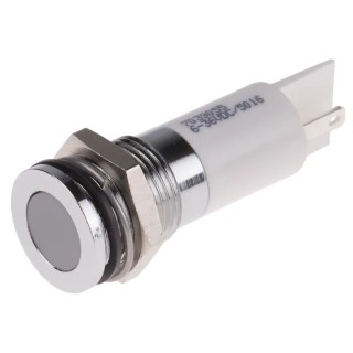 RS PRO White Panel Mount Indicator, 36V dc, 6V dc, 20mA, Solder Tab Termination, IP67, Flush Bezel, 14mm Mount Hole 703-9055