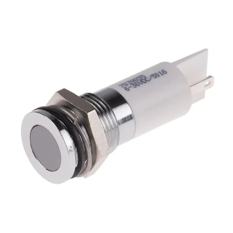 RS PRO White Panel Mount Indicator, 36V dc, 6V dc, 20mA, Solder Tab Termination, IP67, Flush Bezel, 14mm Mount Hole 703-9055
