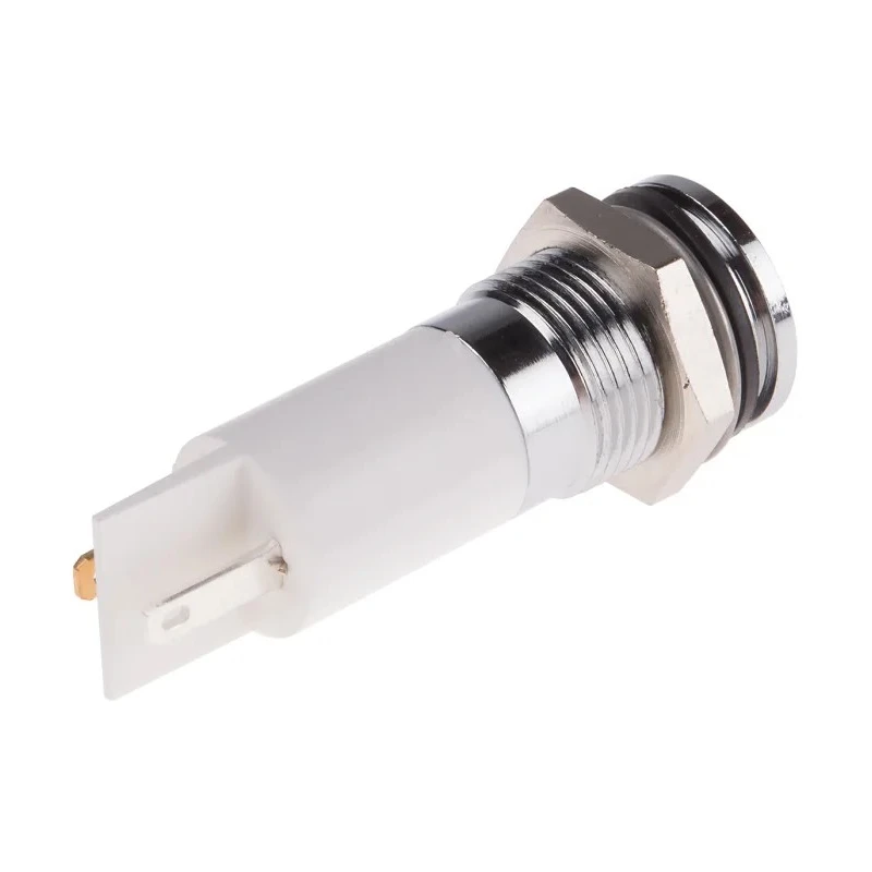 RS PRO White Panel Mount Indicator, 36V dc, 6V dc, 20mA, Solder Tab Termination, IP67, Flush Bezel, 14mm Mount Hole 703-9055