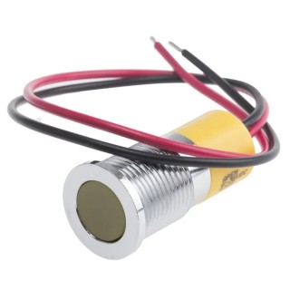 RS PRO Yellow Panel Mount Indicator with Lead Wire Termination, 36V dc/6V dc, 20mA Current, IP67 Flush Bezel 703-9074