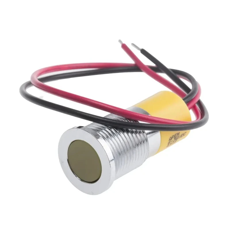 RS PRO Yellow Panel Mount Indicator with Lead Wire Termination, 36V dc/6V dc, 20mA Current, IP67 Flush Bezel 703-9074