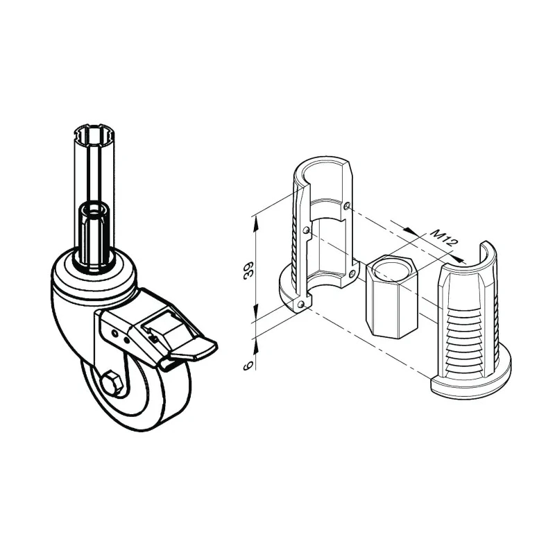 Bosch Rexroth Threaded Sleeve Connecting Component for 28 mm Strut Profile, Groove Size 10 mm 3842541185