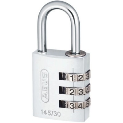 ABUS Weatherproof Steel and Aluminium Combination Safety Padlock 5 mm Shackle Diameter, 30 mm Body Width 145/30 Silver