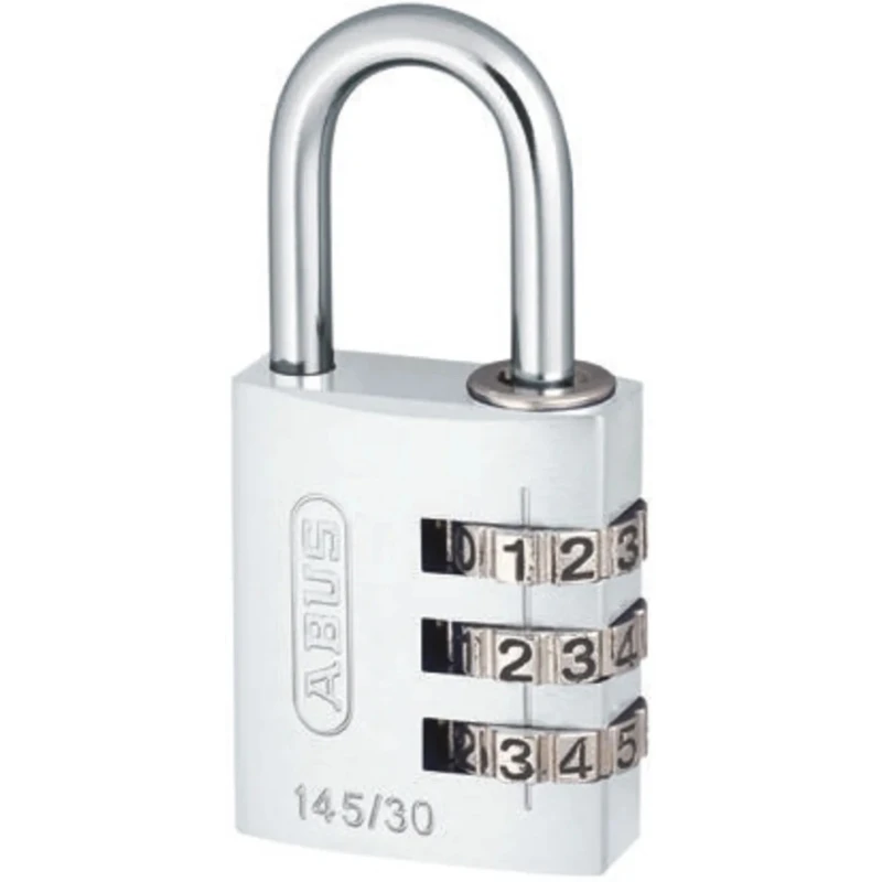 ABUS Weatherproof Steel and Aluminium Combination Safety Padlock 5 mm Shackle Diameter, 30 mm Body Width 145/30 Silver