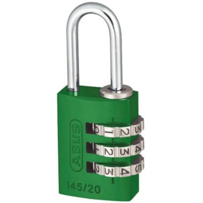 ABUS Combination Aluminium and Steel Safety Padlock Weatherproof 3 mm Shackle 20mm Body 145/20 Green