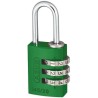 ABUS Combination Aluminium and Steel Safety Padlock Weatherproof 3 mm Shackle 20mm Body 145/20 Green