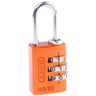 ABUS Combination Steel and Aluminium Safety Padlock Weatherproof 3 mm Shackle, 20 mm Body 145/20 Orange
