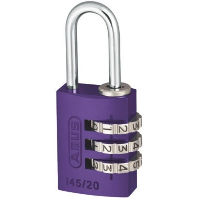 ABUS Aluminium Combination Safety Padlock Weatherproof 3.2 mm Shackle, 20 mm Body 145/20 Lilac