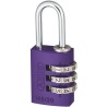 ABUS Aluminium Combination Safety Padlock Weatherproof 3.2 mm Shackle, 20 mm Body 145/20 Lilac