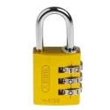 ABUS Combination Padlock Aluminium, Steel Safety Padlock Weatherproof 5 mm Shackle, 3 mm Body 145/30 Yellow