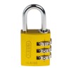 ABUS Combination Padlock Aluminium, Steel Safety Padlock Weatherproof 5 mm Shackle, 3 mm Body 145/30 Yellow