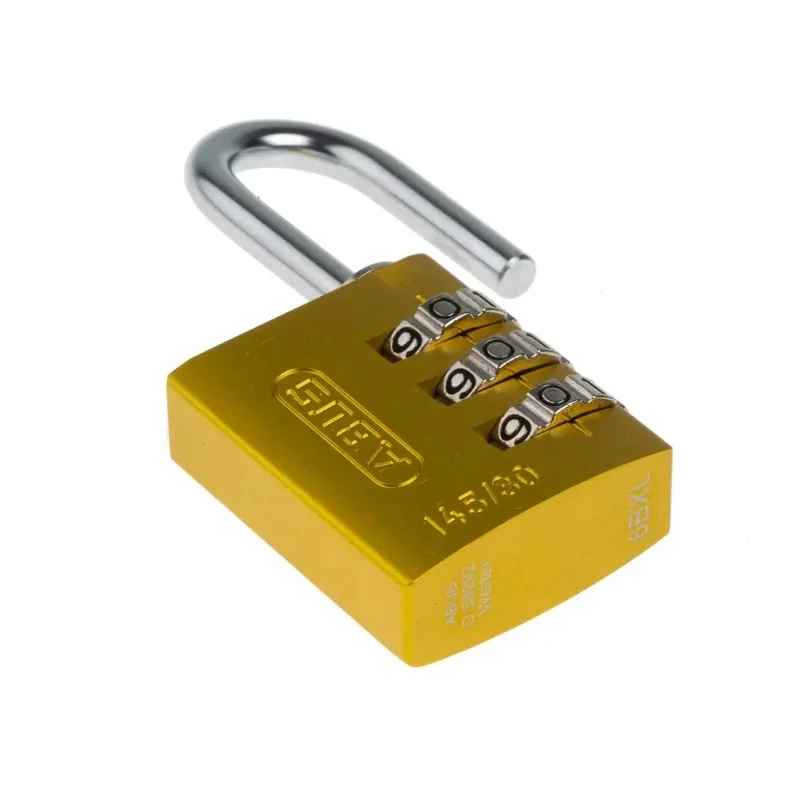 ABUS Combination Padlock Aluminium, Steel Safety Padlock Weatherproof 5 mm Shackle, 3 mm Body 145/30 Yellow