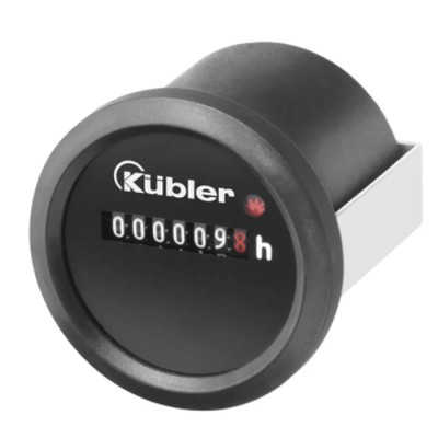 Kubler Electromechanical Round Hour Meter Counter 7 Digit, 4mm Digit Height, No Reset, CE Certified 3.474.901.084